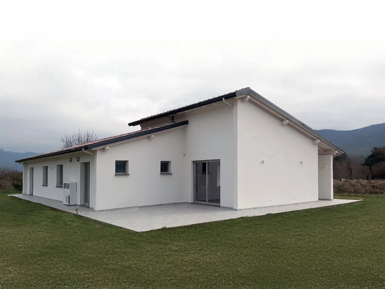 Vista prospettica di una villa con struttura a telaio Platform Frame realizzata ad Arezzo in Toscana.